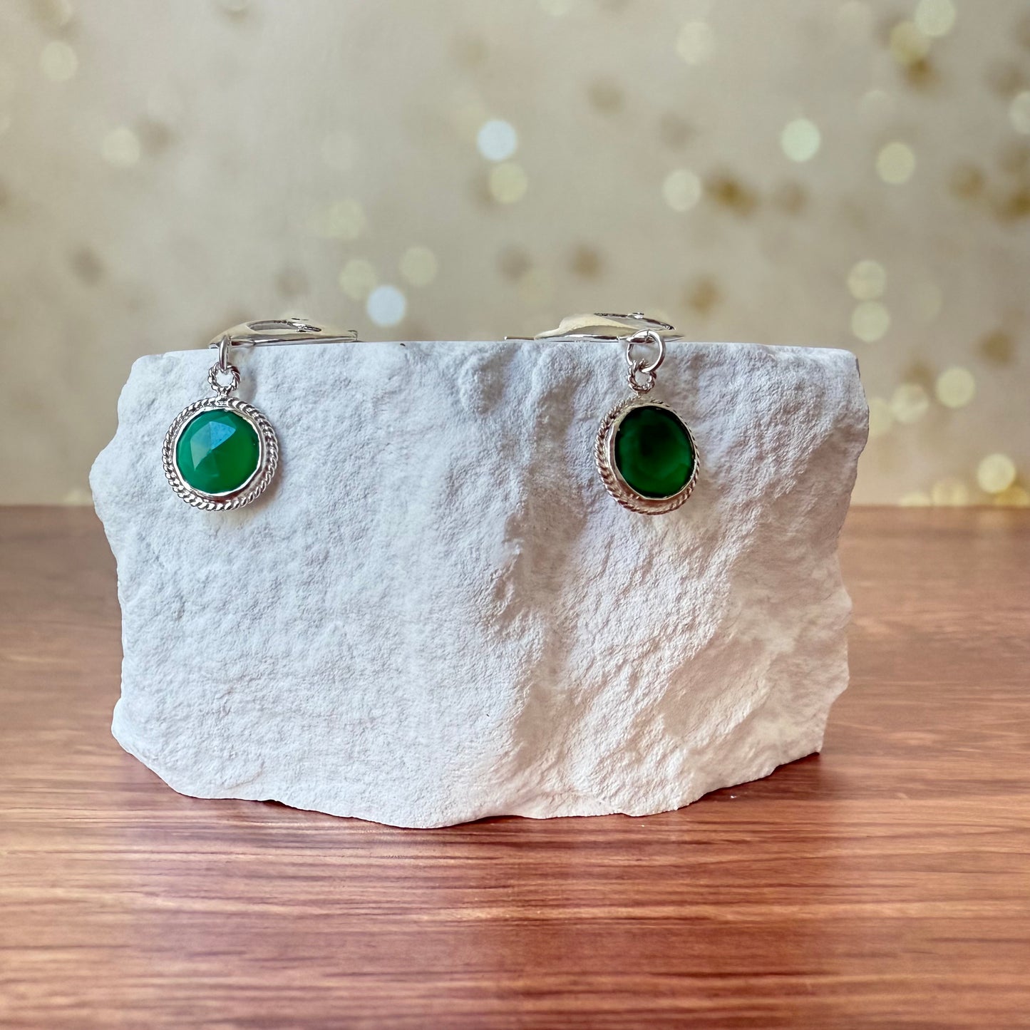 Sterling Green Onyx Earrings