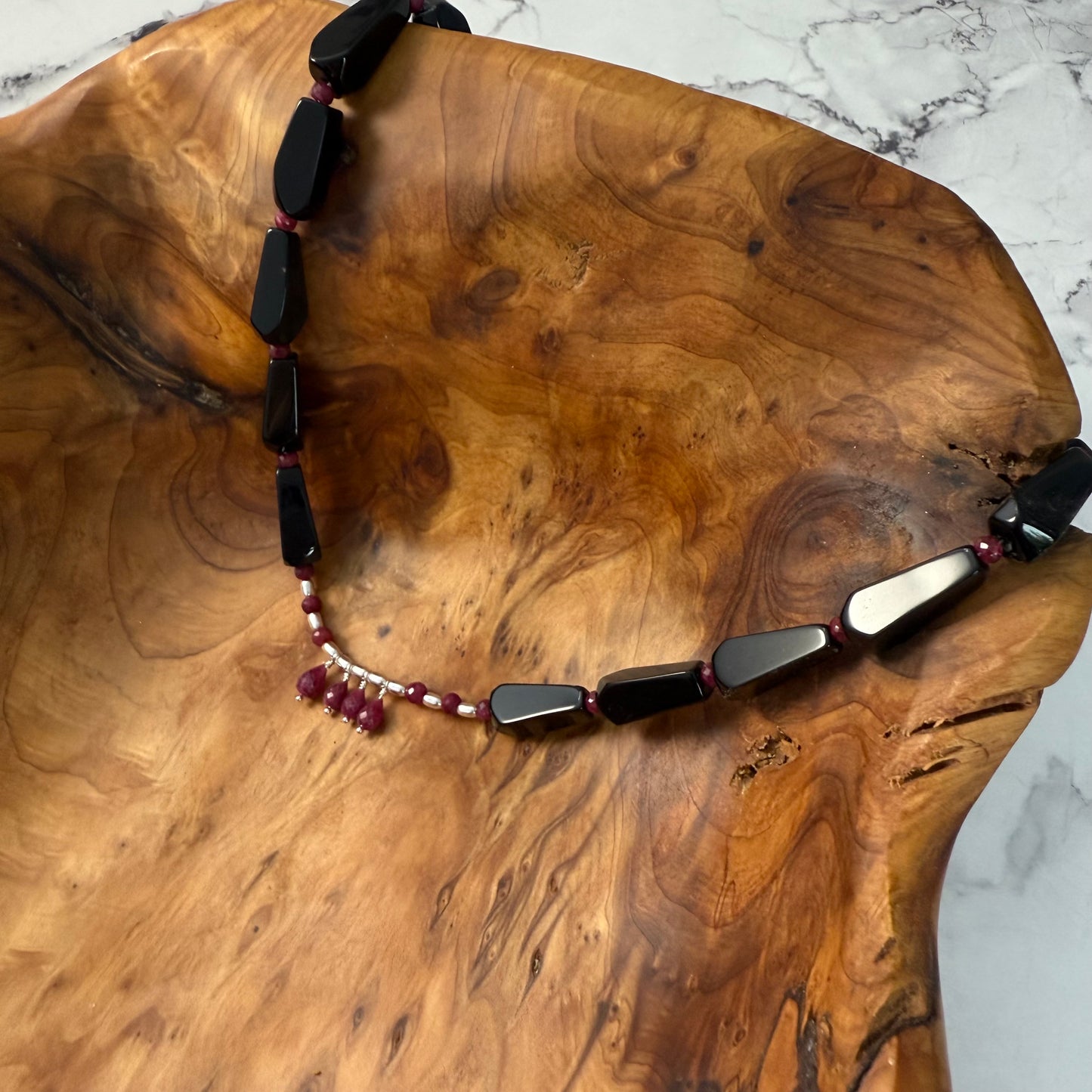 Rubies and Black Agate Necklace