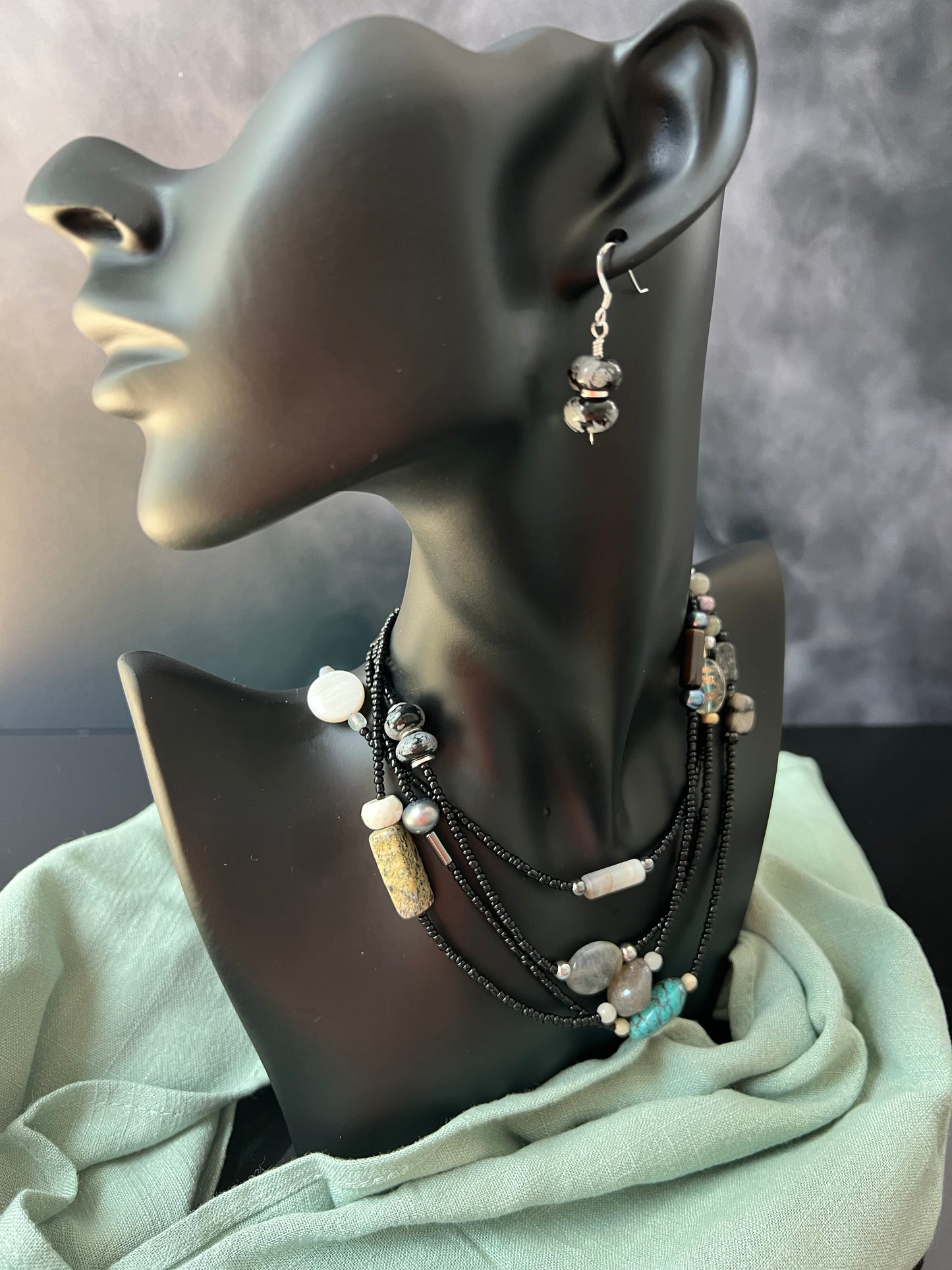 Snow Obsidian Earrings