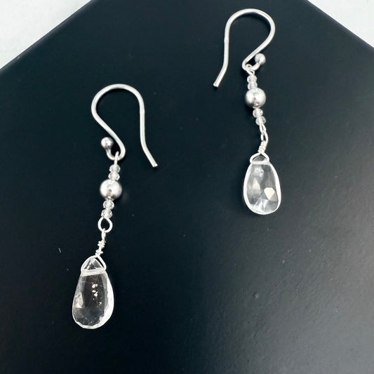 White Topaz Teardrop Earrings