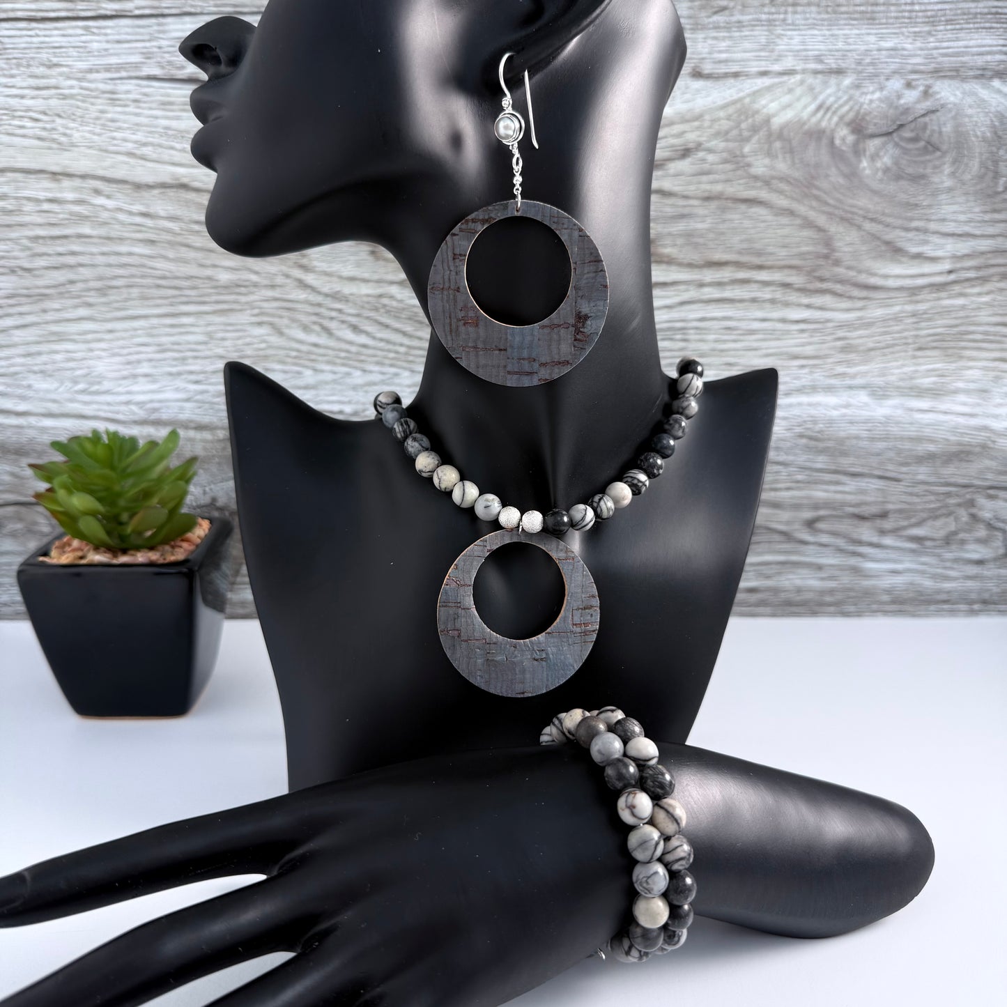 Grey Cork Earrings
