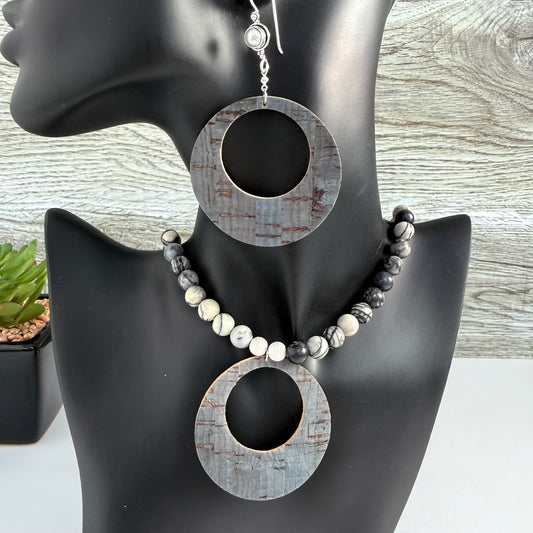 Marble & Grey Cork Necklace