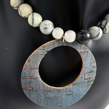 Marble & Grey Cork Necklace