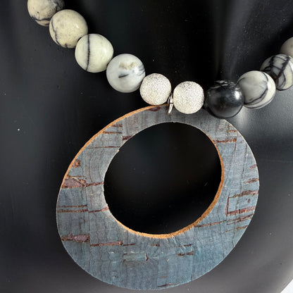 Marble & Grey Cork Necklace