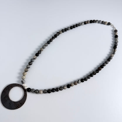 Marble & Grey Cork Necklace
