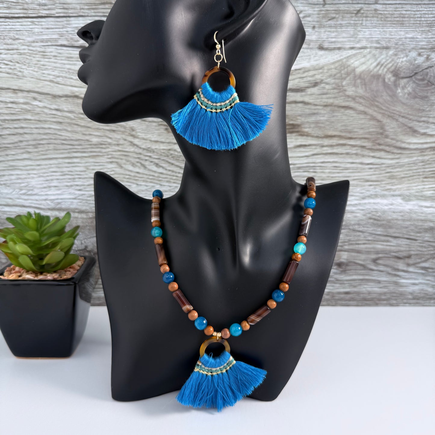 Blue Ocean Tassel Earrings