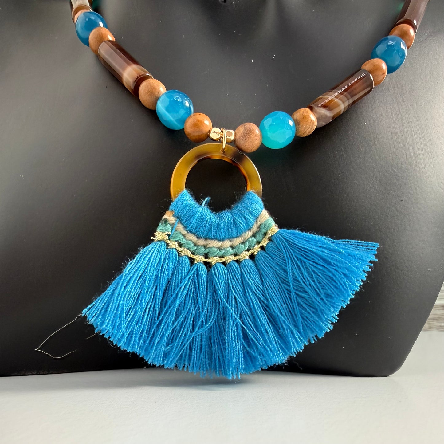 Blue Ocean Tassel Necklace