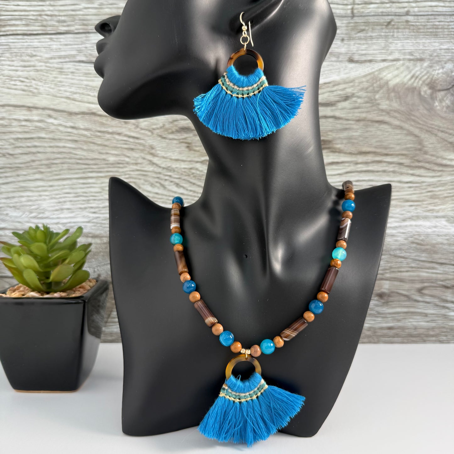 Blue Ocean Tassel Necklace