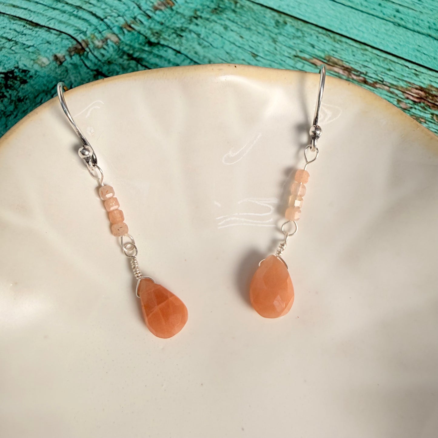 Peachy Moonstone Earrings