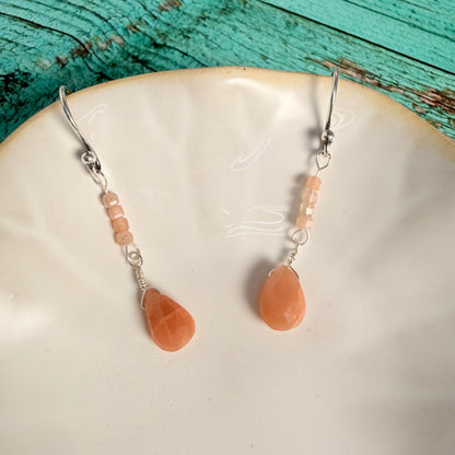 Peachy Moonstone Earrings