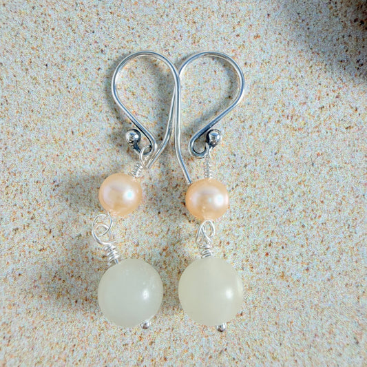 Italian Onyx & Pearl Earrings