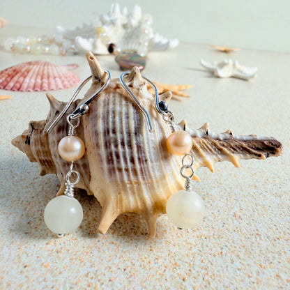 Italian Onyx & Pearl Earrings