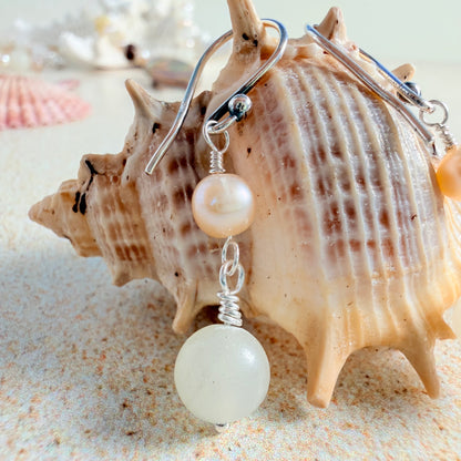Italian Onyx & Pearl Earrings