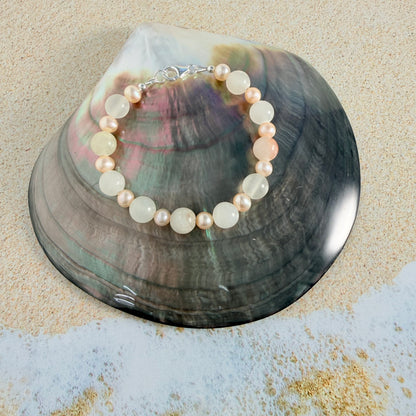 Italian Onyx & Pearl Bracelet