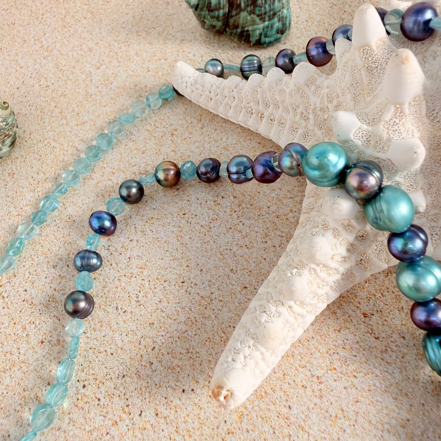 Apatite & Peacock Pearl Necklace