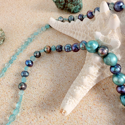 Apatite & Peacock Pearl Necklace