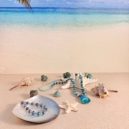 Apatite & Peacock Pearl Necklace