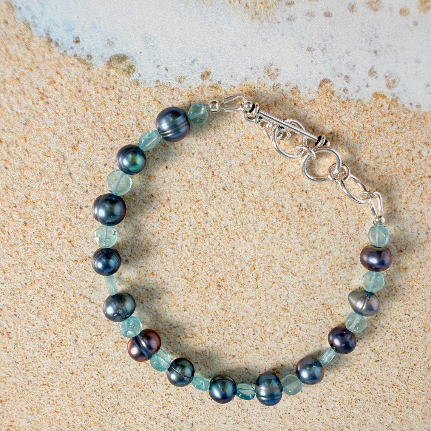 Apatite & Peacock Pearl Bracelet