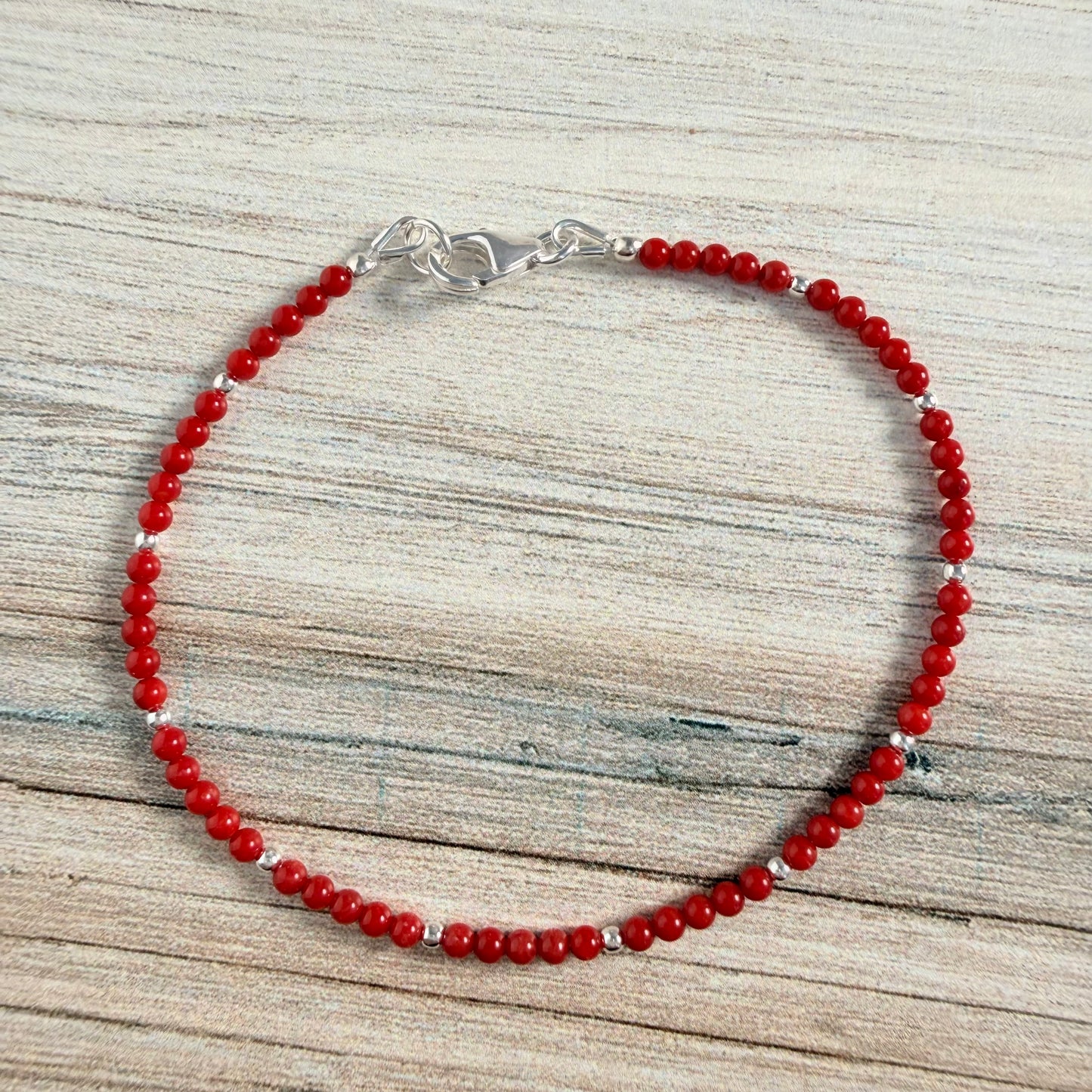 Sterling Red Coral Bracelet