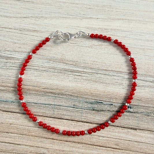 Sterling Red Coral Bracelet