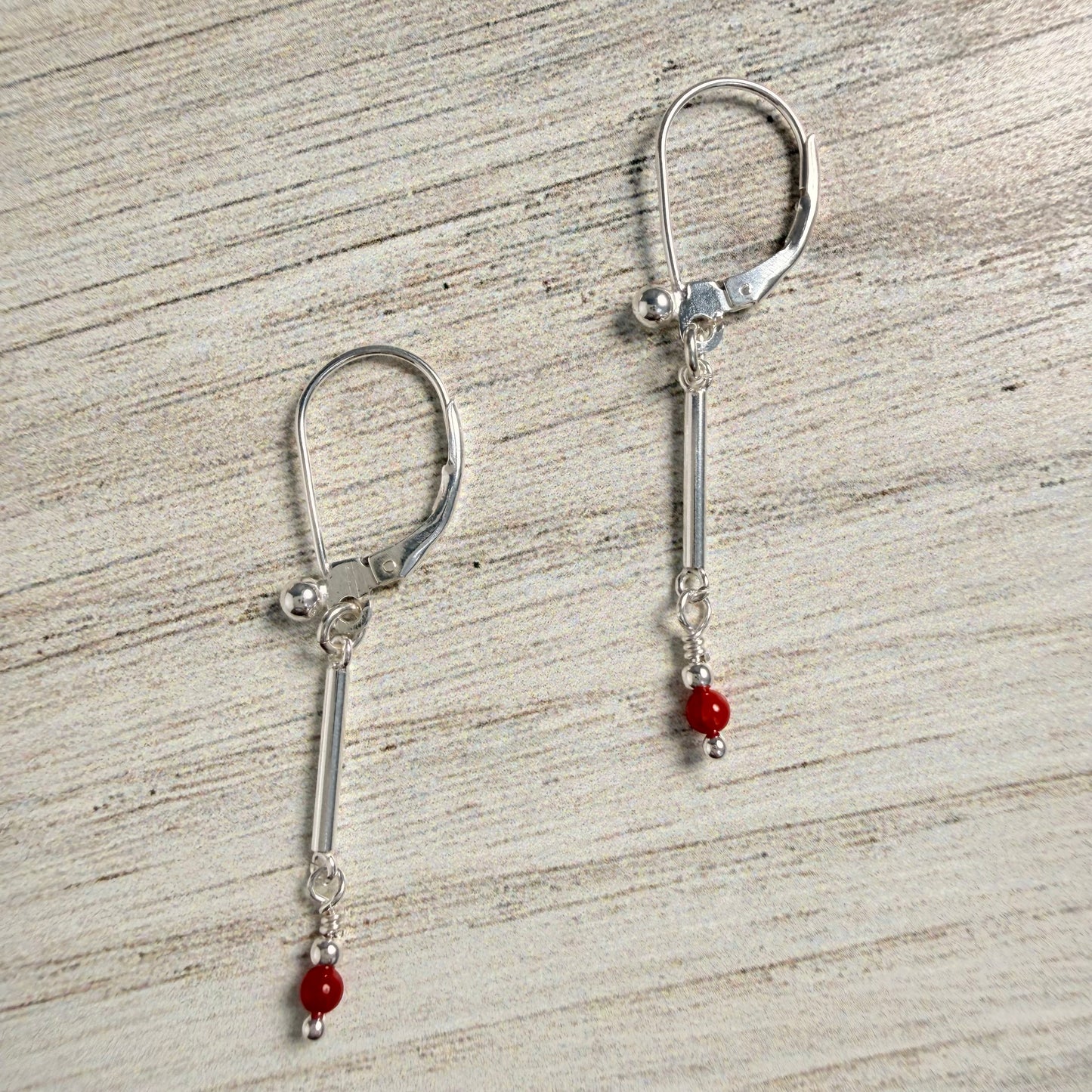 Sterling Red Coral Earrings