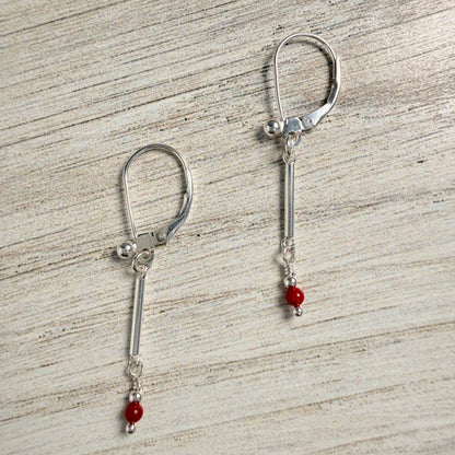 Sterling Red Coral Earrings
