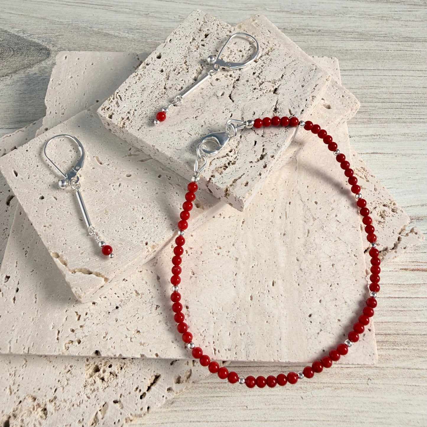 Sterling Red Coral Bracelet