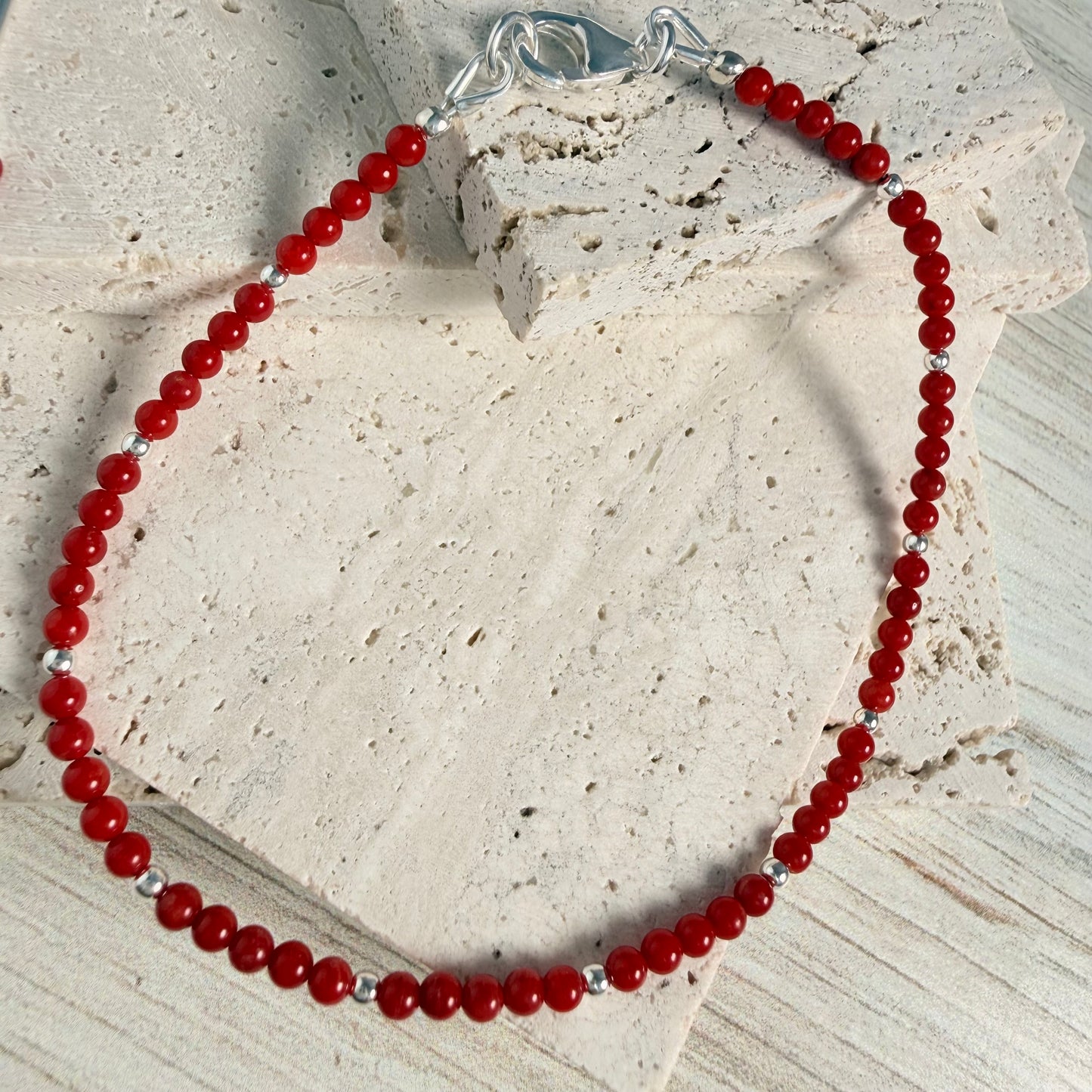Sterling Red Coral Bracelet
