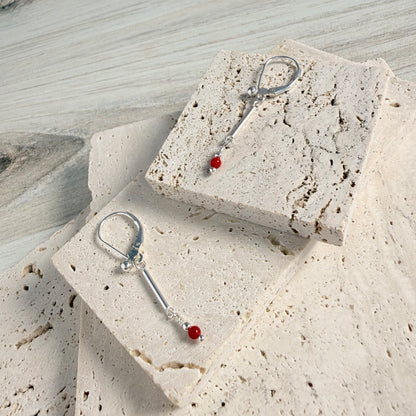Sterling Red Coral Earrings