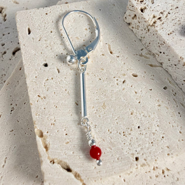 Sterling Red Coral Earrings