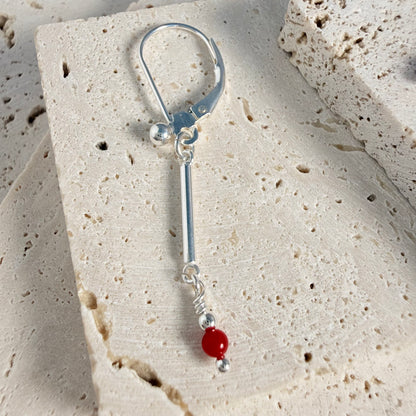 Sterling Red Coral Earrings