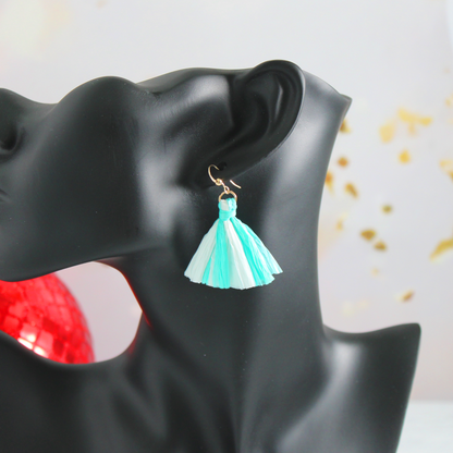 Teal-y Tassel Earrings