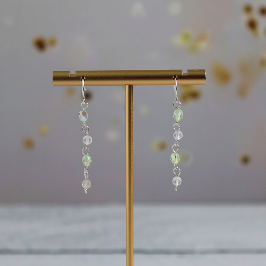 Simple Quartz & Czech Crystal Earrings