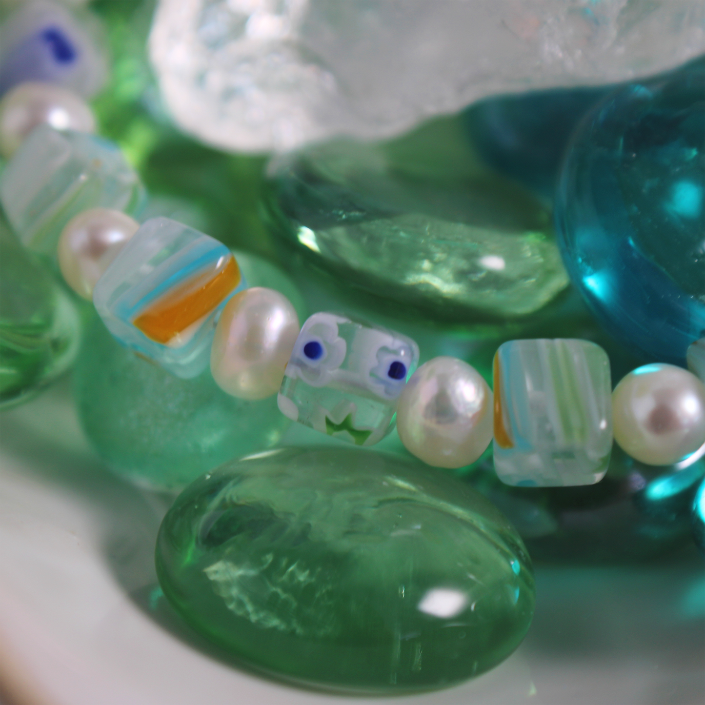 Millefiori + Pearls Bracelet