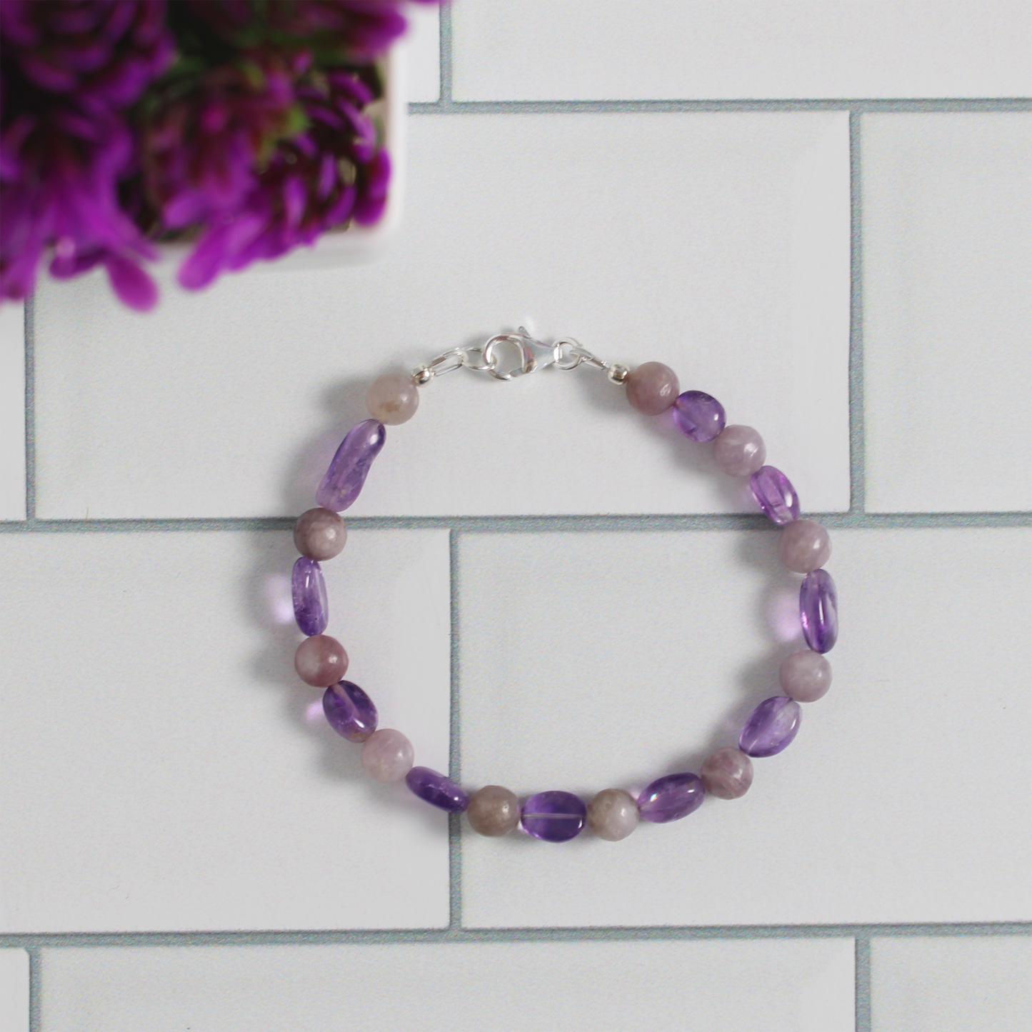 Lilac Stone & Amethyst Bracelet