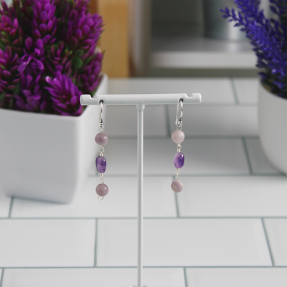 Lilac Stone & Amethyst Earrings