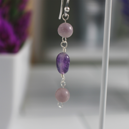 Lilac Stone & Amethyst Earrings