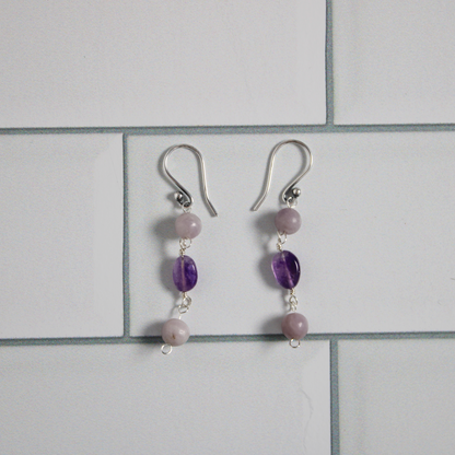 Lilac Stone & Amethyst Earrings