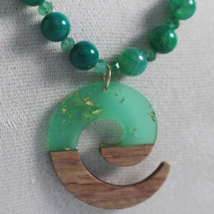 Golden Green Walnut Necklace