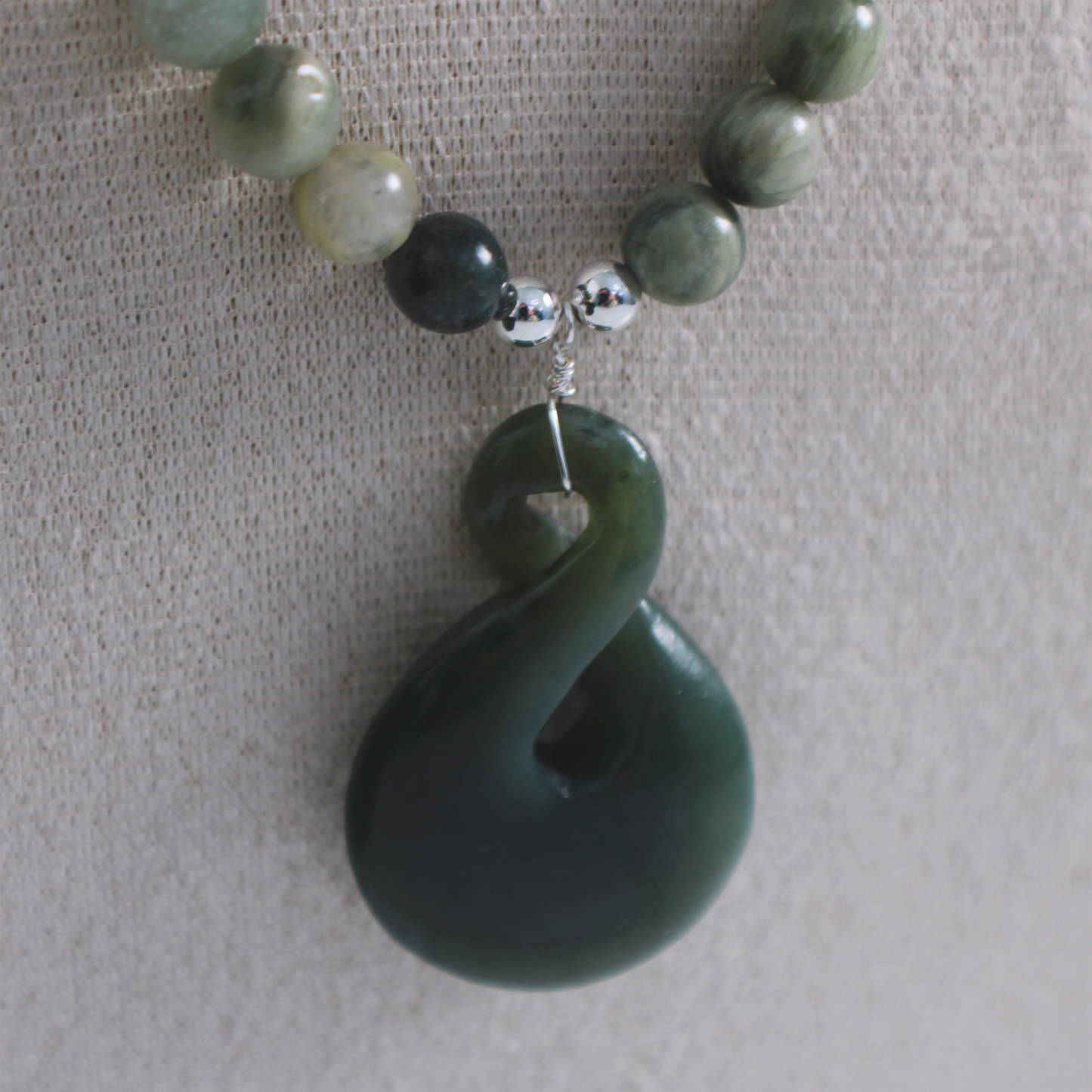 Green Line Jasper Infinity Necklace