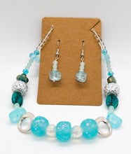 Load image into Gallery viewer, Teal Necklace + Earrings Set