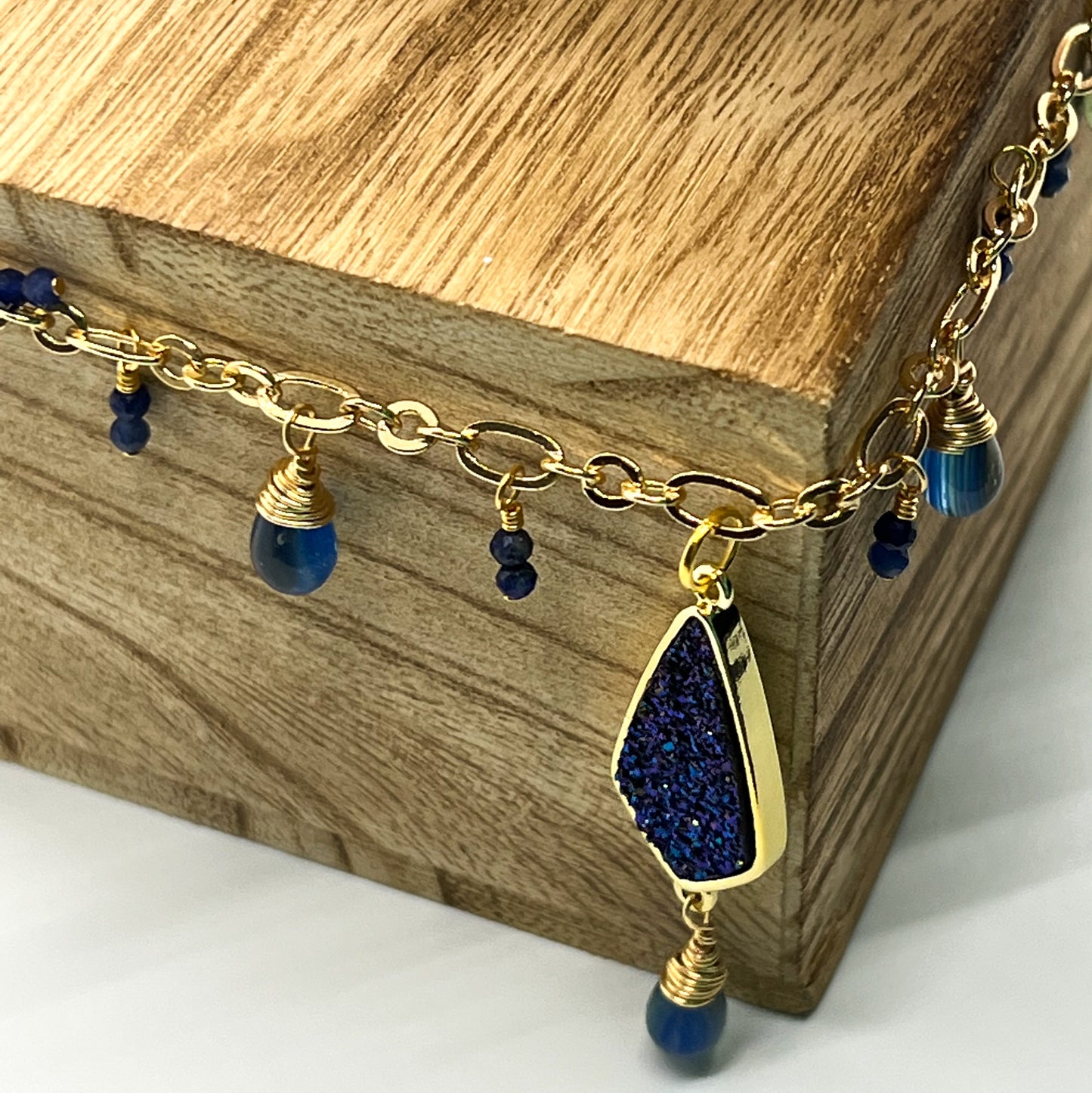 Indigo Crystal Druzy Gold Necklace