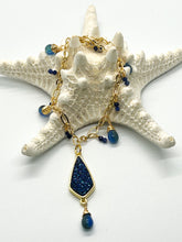 Load image into Gallery viewer, Indigo Crystal Druzy Gold Necklace