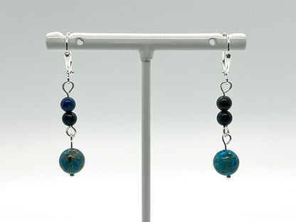 Teal Agate Azurite and Malachite Earrings