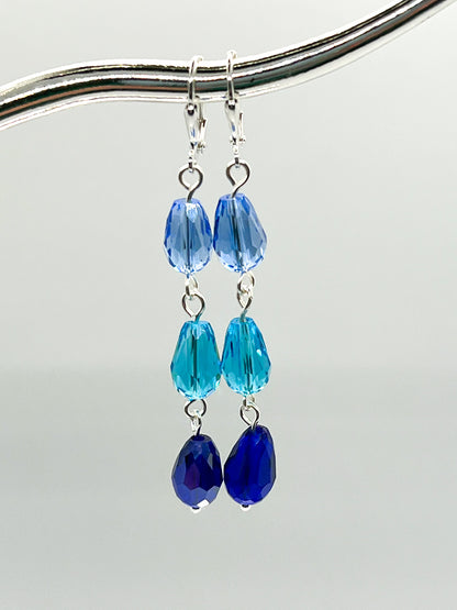 Teal and Blue Dangle Earrings