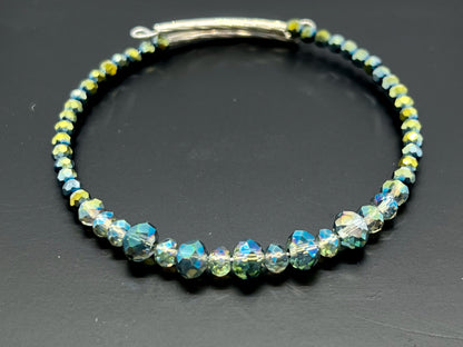 Green & Teal Glass Crystal Bracelet