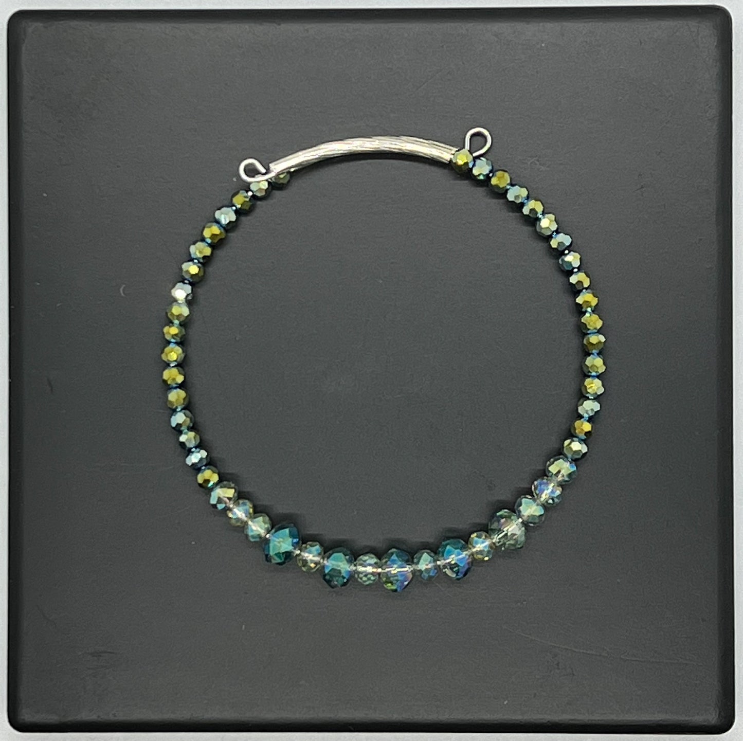 Green & Teal Glass Crystal Bracelet