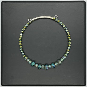 Green & Teal Glass Crystal Bracelet