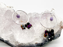 Load image into Gallery viewer, Golden Purple &amp; Crocus Petal Czech Glass Earrings