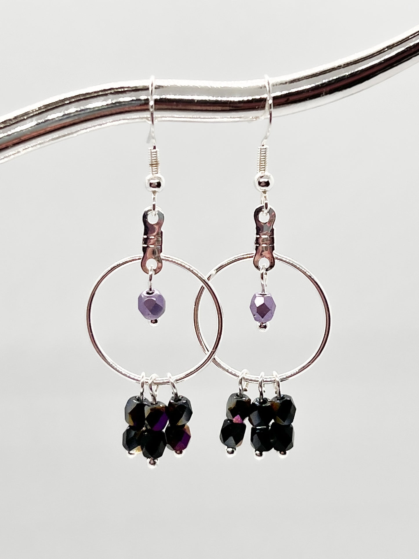 Golden Purple & Crocus Petal Czech Glass Earrings